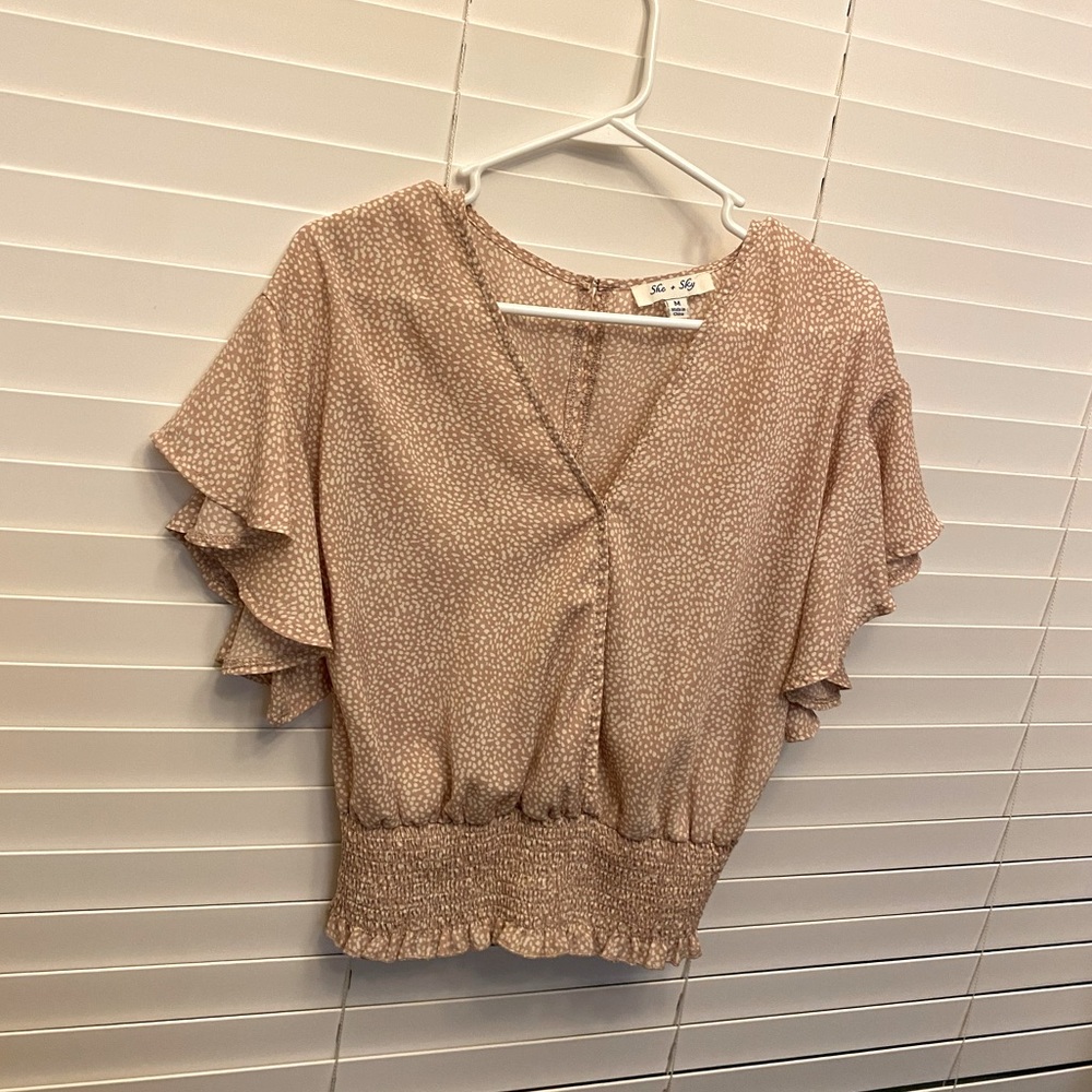 Beige patterned blouse - Picture 2 of 3